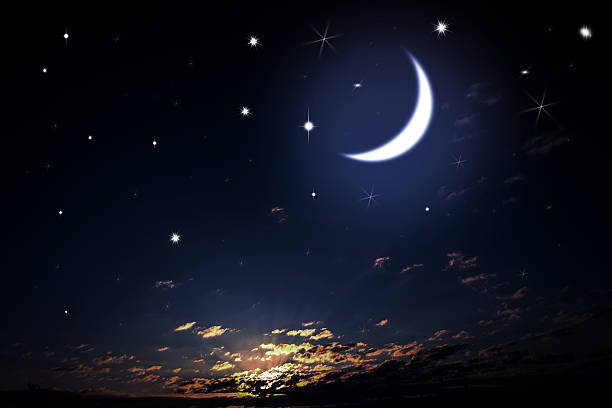 istock Night sky with stars and moon 469981968