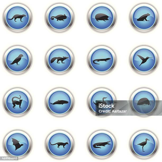 Blue Icons Madagascar Animals Stock Illustration - Download Image Now - Frog, Animal, Animal Wildlife