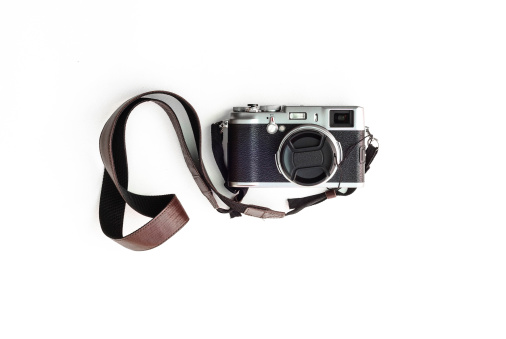 classic range finder camera isolated in white background