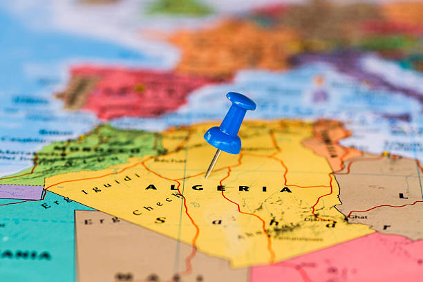 istock Map of Algeria with a blue pushpin stuck 469989868