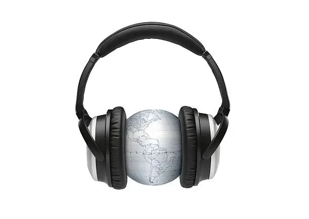 globus with headphones