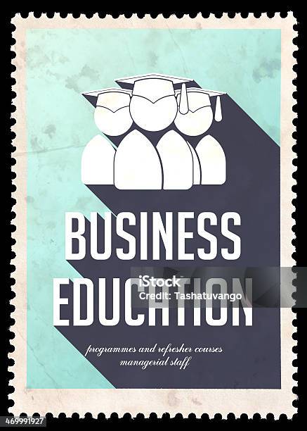 Business Education On Light Blue In Flat Design Stock Photo - Download Image Now - Authority, Backgrounds, Blue