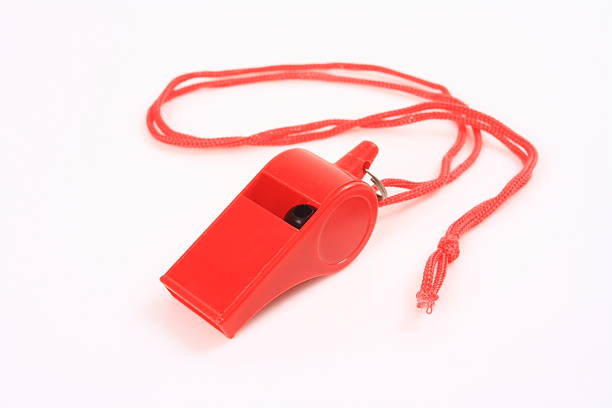 red whistle - ruler measuring instrument of measurement white stock-fotos und bilder