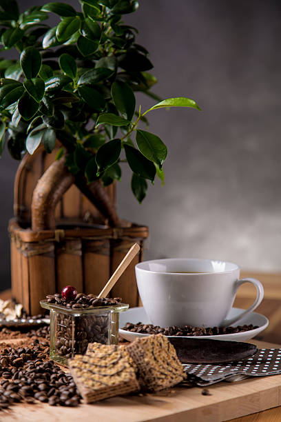 istock Natural traditional coffee on wooden table 469993104