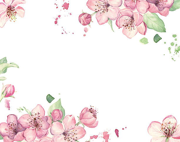 Wedding invitation with watercolor pink flowers