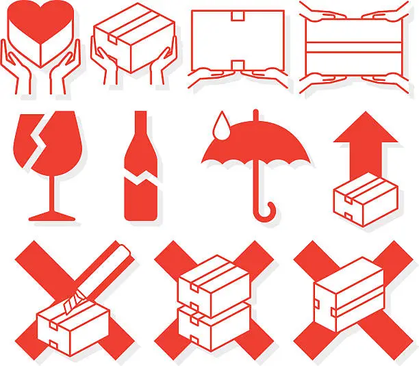 Vector illustration of Luggage Handling Caution mark