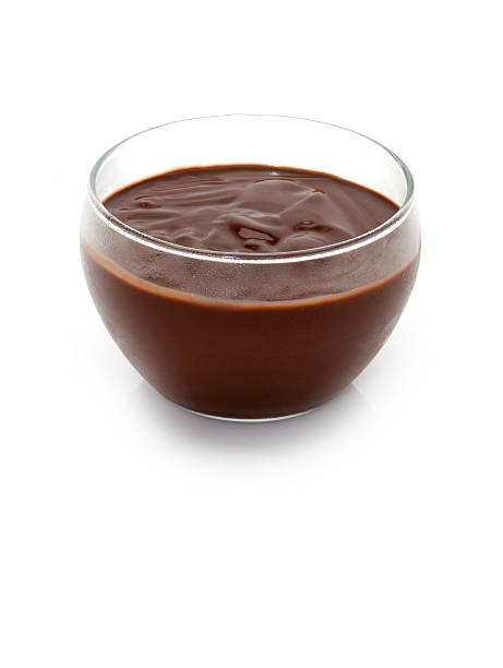 chocolate cream a bowl of chocolate milk cream on a white background custard stock pictures, royalty-free photos & images