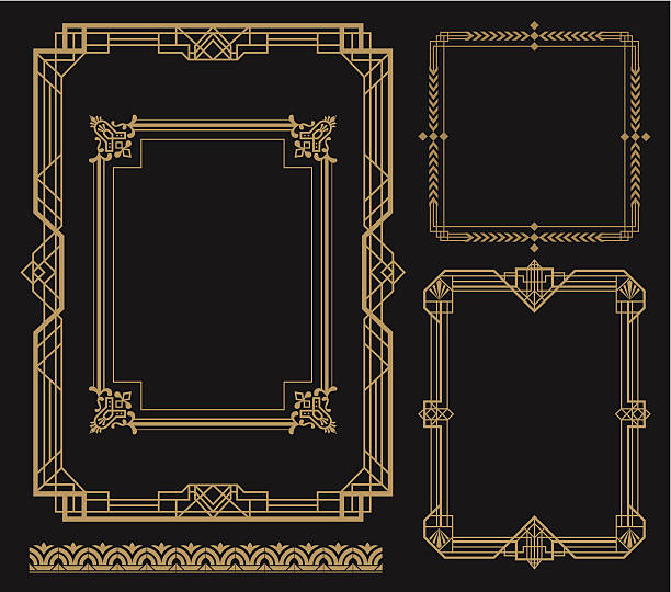 Set of art frames with various designs A set of art deco theme border. zip contains AI and hi-res jpeg. art deco style stock illustrations
