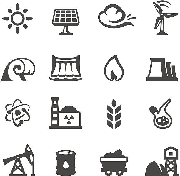 Mobico icons - Fuel and Power Generation Mobico icons collection - Fuel and Power Generation and Power Station. gas fired power station stock illustrations