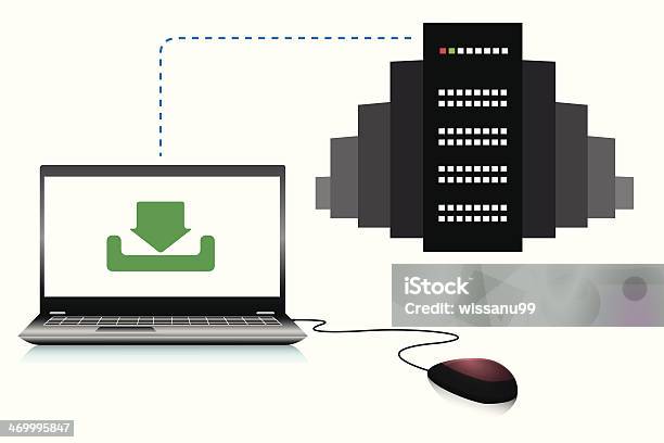Computer Connected To The Server Vector Illustration Stock Illustration ...