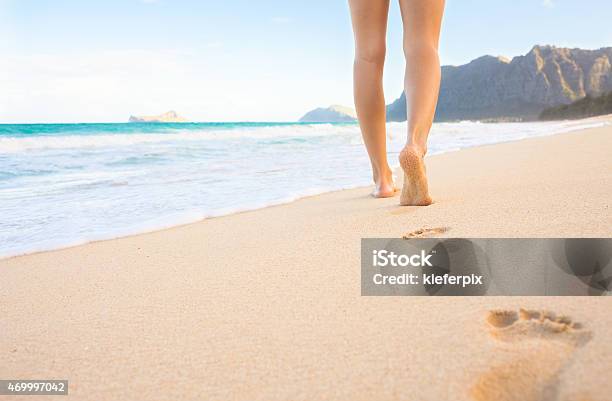 Walking Down The Beach Stock Photo - Download Image Now - Beach, Sand, Footprint