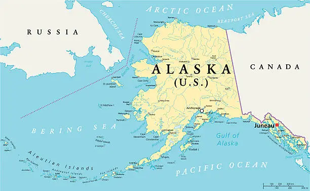 Vector illustration of Alaska Political Map
