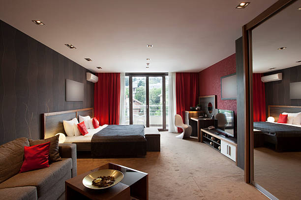 nowoczesne, przestronne pokoje - hotel suite zdjęcia i obrazy z banku zdjęć