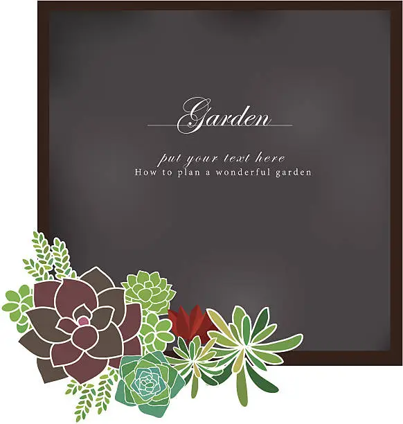 Vector illustration of Succulent Spring Garden-Chalkboard