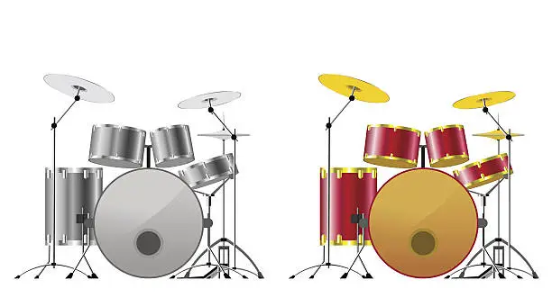 Vector illustration of Drum sets.