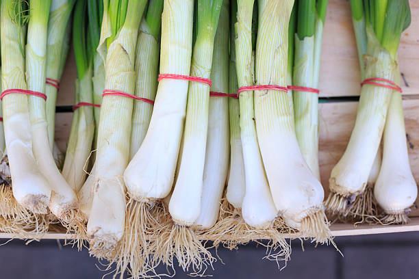 istock Field Garlic / Leek on a market stall 469998909