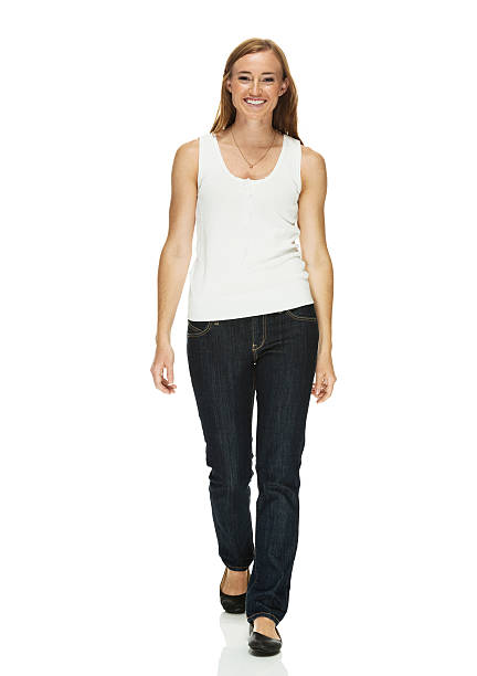 Front view of happy young woman