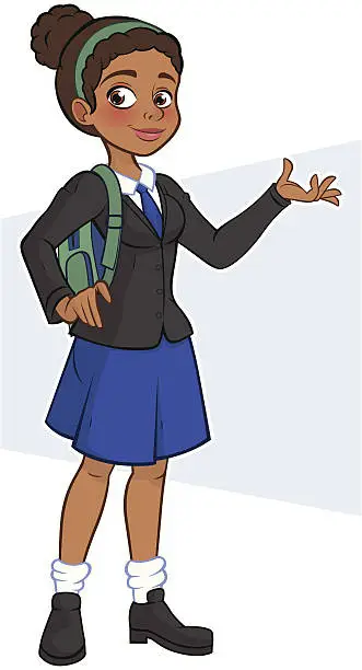 Vector illustration of Black Student - Presenting