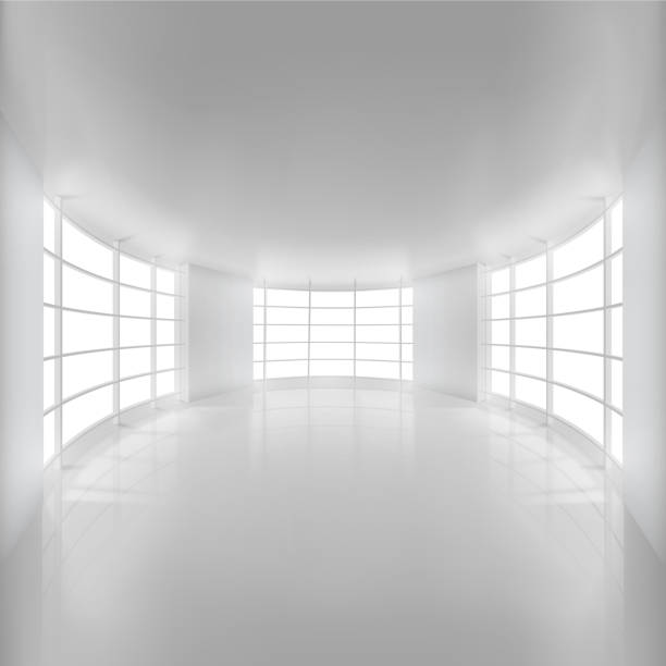 ホワイトの丸みのあるルームが差し込む明るいお部屋です。 - floor ceiling entrance hall indoors点のイラスト素材／クリップアート素材／マンガ素材／アイコン素材