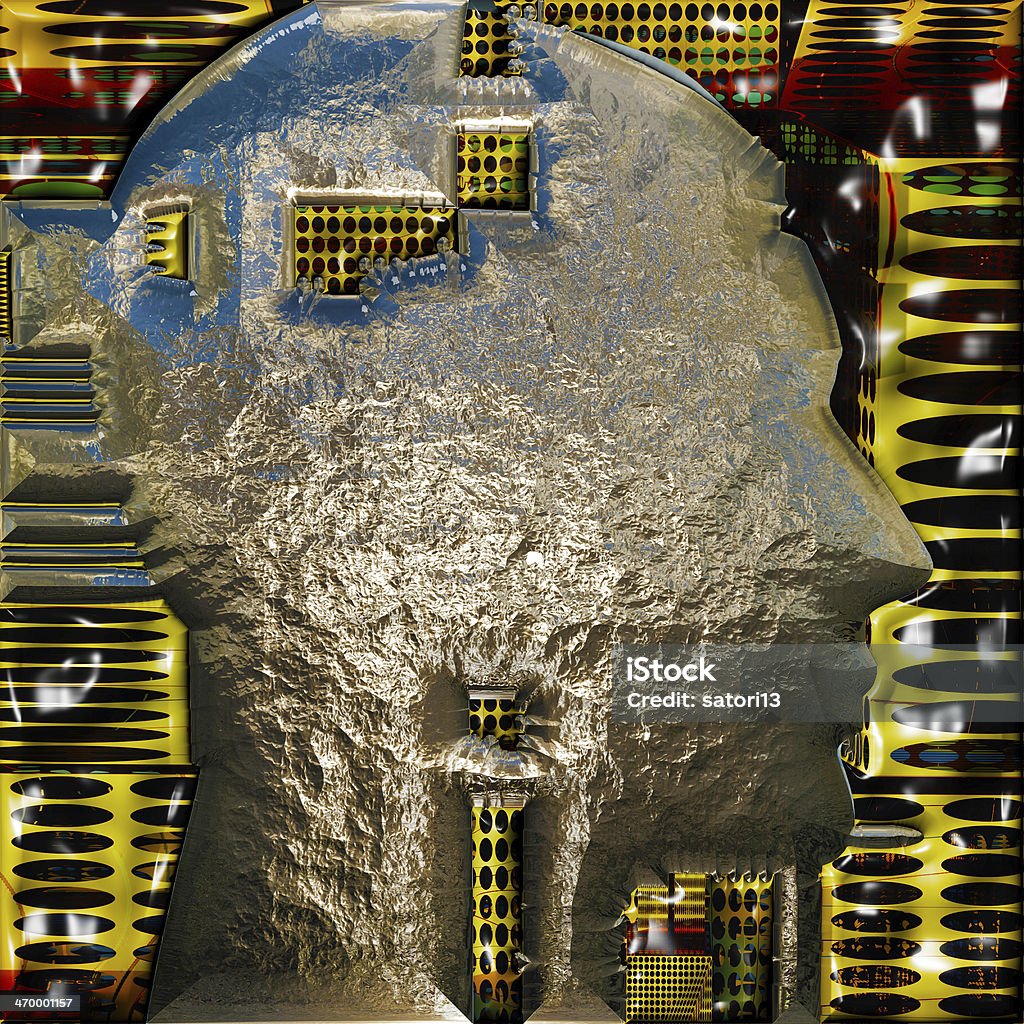 Cyborg Cyborg's head with cicuit plates Adult Stock Photo