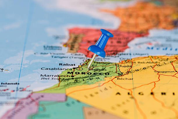 istock Map of Marocco with a blue pushpin stuck 470002454