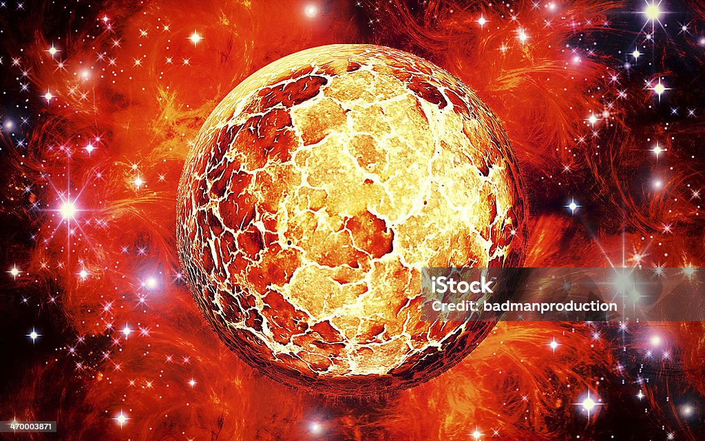 Sun adn stars .Radiant planet explodes in the star sky Burning Stock Photo