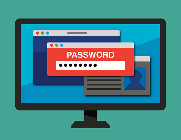 パスワードのコンピューター - password log on security security system点のイラスト素材／クリップアート素材／マンガ素材／アイコン素材