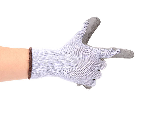 istock Hand in rubber glove as gun. 470006394