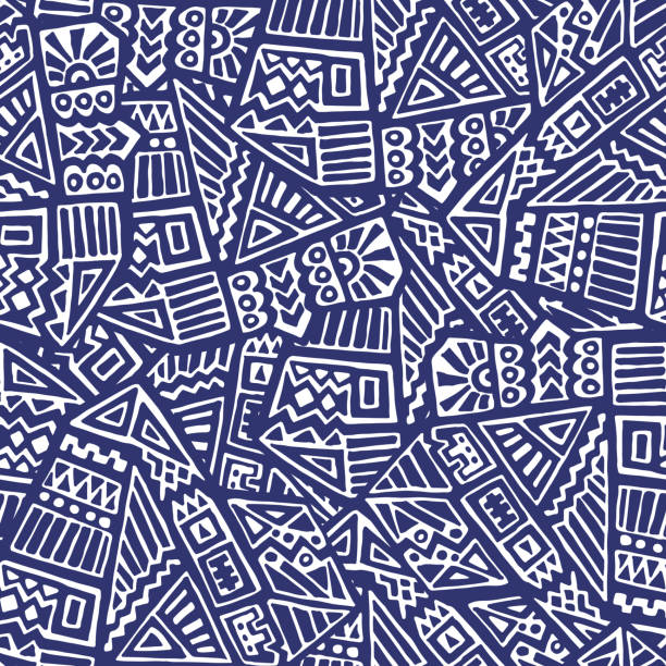 Ethnic Seamless Pattern Hand Drawn Ethnic Seamless Pattern in Tribal Style hispanic stock illustrations