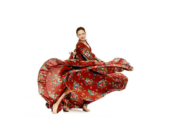 istock Young beautiful woman dancing gypsy dance 470011686
