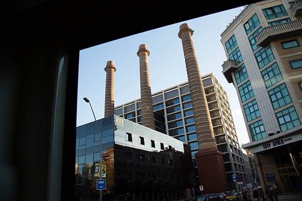 Barcelona - the 3 Towers of the historic Electricity Company stock photo