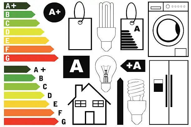 Vector illustration of Energy efficiency elements
