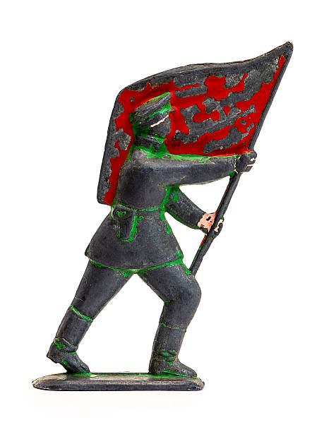 istock Metal soldier with a red flag 470013490