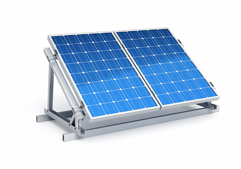 3d render Solar Panel perspective view (isolated on white and clipping path)