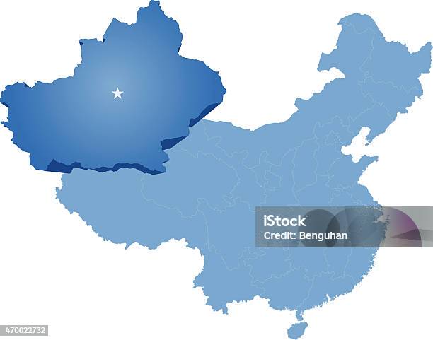 China Xinjiang Uyghur Autonomous Region Stockvectorkunst en meer beelden van China - Oost-Azië - China - Oost-Azië, Scheiding - Begrippen, Kaart