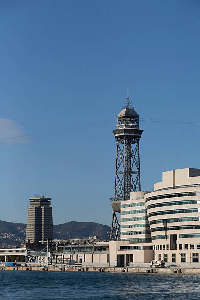 Barcelona - Port Vell cable car tower stock photo