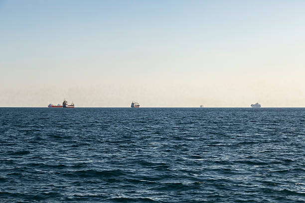 Barcelona - ships close to port stock photo