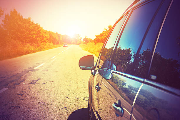istock Blurred road and car, speed motion background 470028284