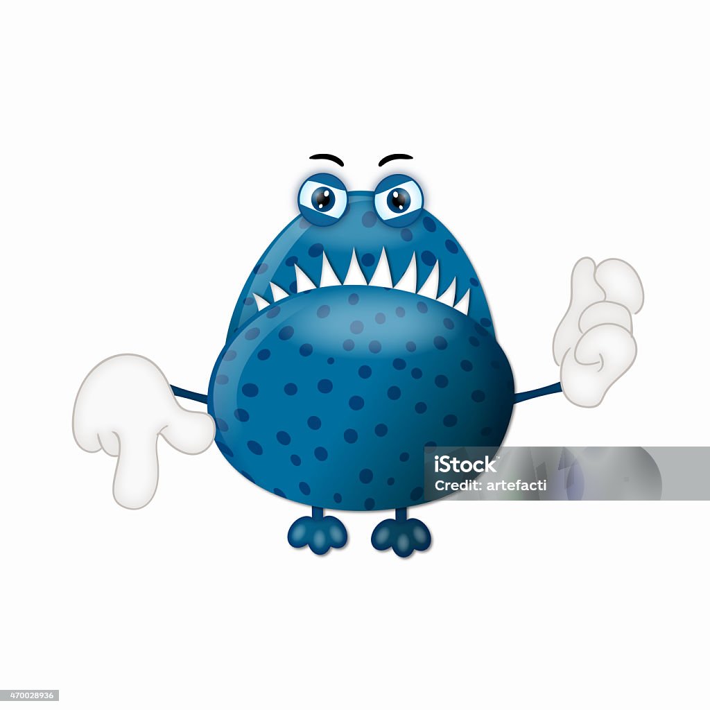 Monster Garry angry cartoon comic illustration blue 2015 stock illustration