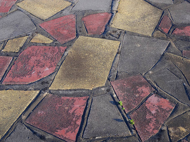 istock Image of retro-style crazy paving patio made using broken slabs 470035730