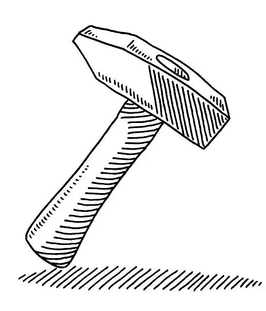 Vector illustration of Hammer Tool Drawing
