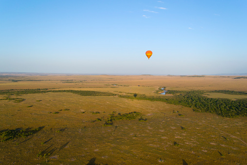 Balloon over savannah in Kenyan national park