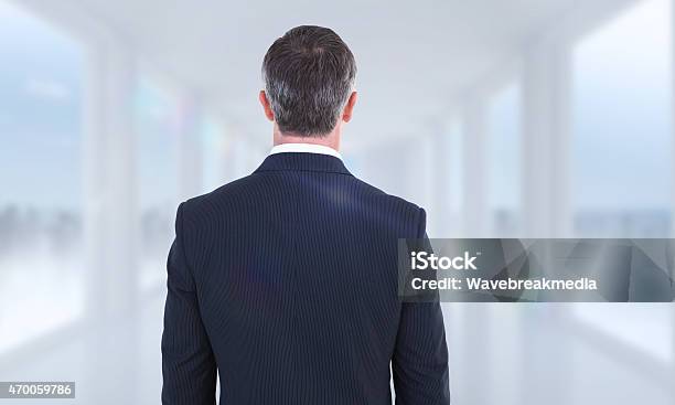 Composite Image Of Rear View Businessman Stock Photo - Download Image Now - 2015, 40-44 Years, 40-49 Years