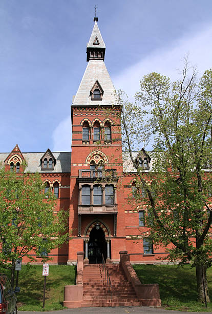 university building brick neo-gothic style building at Cornell University cornell university stock pictures, royalty-free photos & images