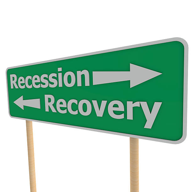 istock Recession recovery road sign 470062169