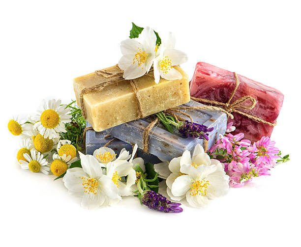 istock soap bars with fresh lavender and chamomile flowers 470063219