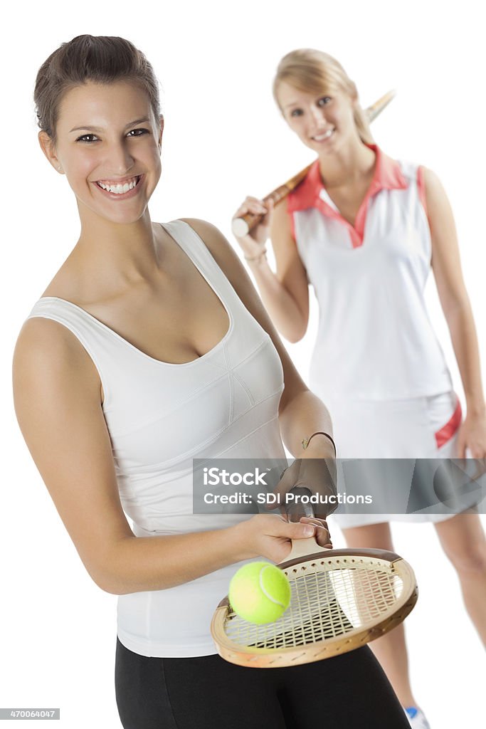 Prise de vue en Studio de deux joueurs de tennis femmes d'affaires - Photo de Personne humaine libre de droits
