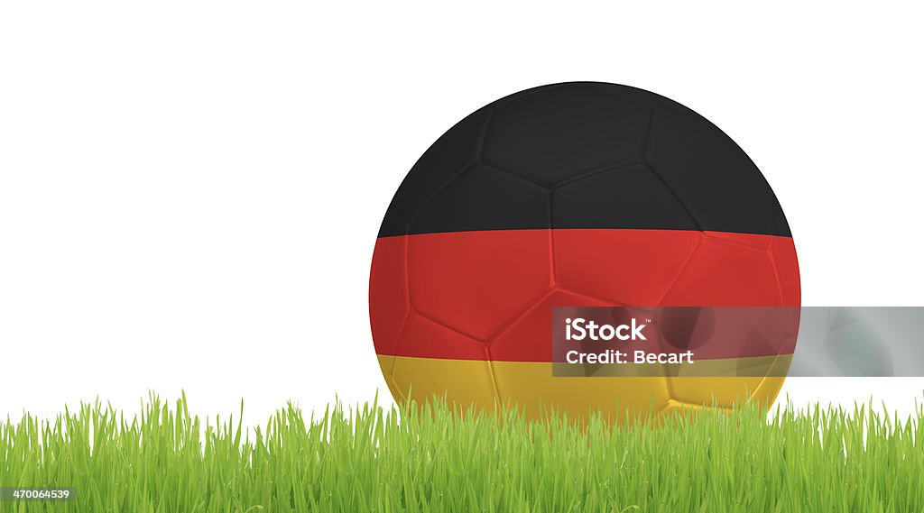 Bola de futebol em gramado com cores de bandeira alemã - Foto de stock de Alemanha royalty-free