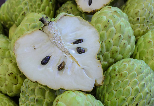 Custard apple or Sugar apple fruit Heart-shaped of Custard apple or Sugar apple fruit annonaceae stock pictures, royalty-free photos & images