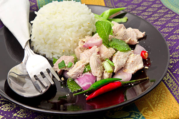istock spicy minced pork salad, Thai food 470065674